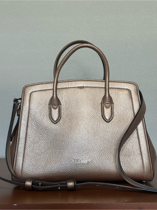 kate spade Handbags - Kate Spade Metallic Rose Gold Pebbled Leather Satchel